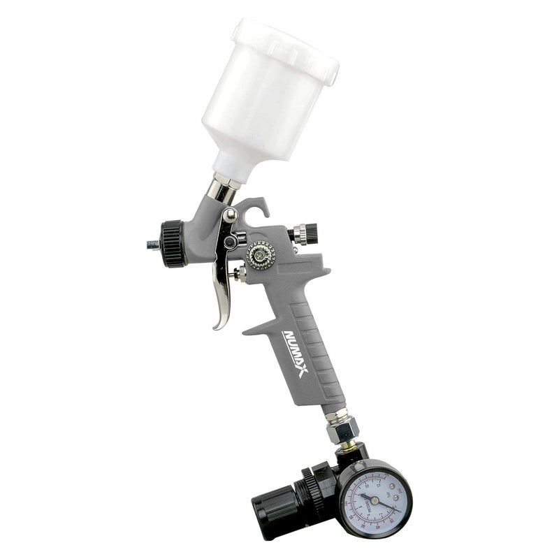 NuMax SPS08 Pneumatic 0.8 mm Tip Mini HVLP Gravity Feed Spray Gun with 125 cc Plastic Cup - Image 2